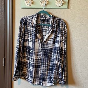 Karen Kane blouse blue and white